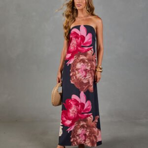 Night Orchid Floral Midi Dress