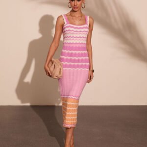 Afternoon Spritz Knit Chevron Midi Dress