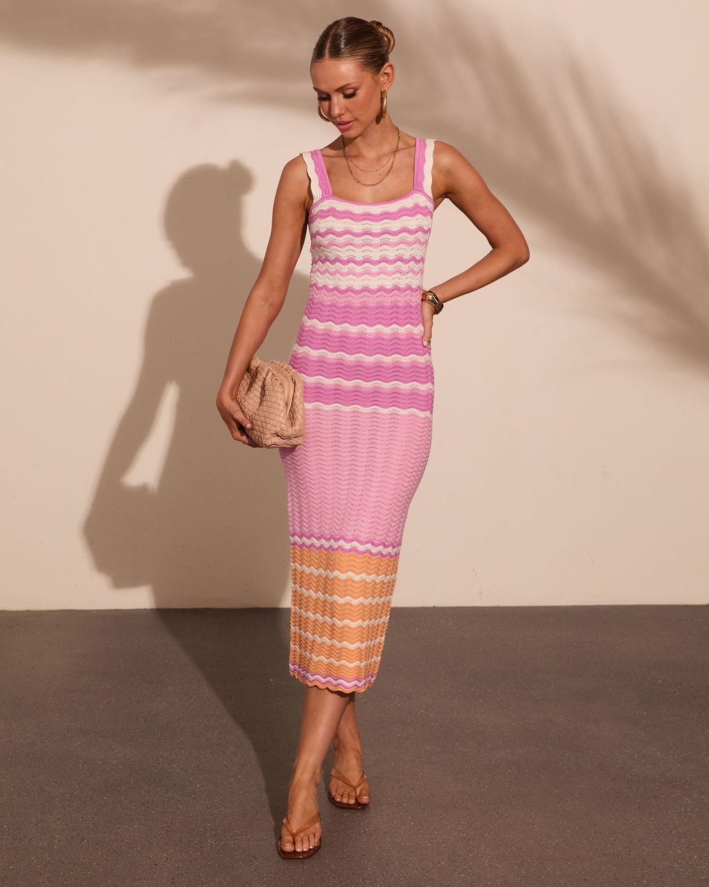 Afternoon Spritz Knit Chevron Midi Dress - Image 6
