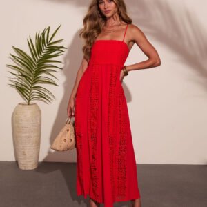 Coastal Elegance Cotton Crochet Maxi Dress