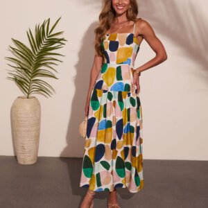Sunset Reservation Abstract Print Maxi Dress