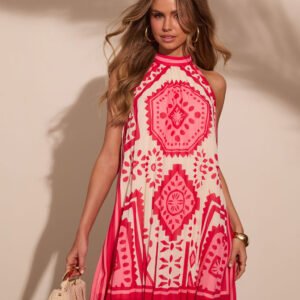Tessah Abstract Halter Neck Mini Dress