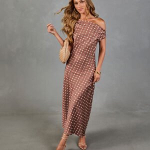 Dotted Reverie Satin Polka Dot Maxi Dress