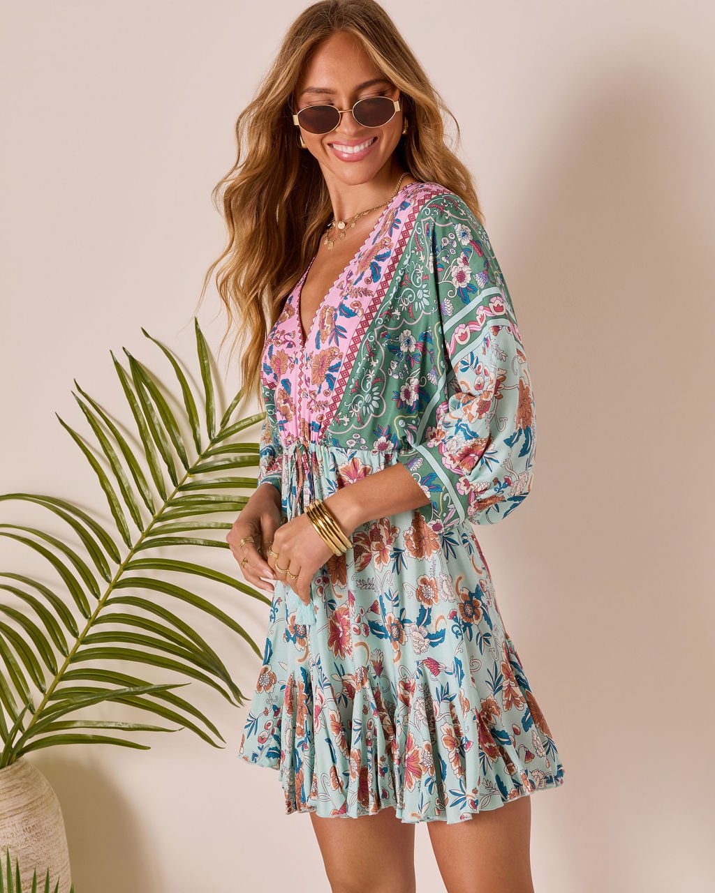 Skylar Floral Tassel Tie Mini Dress - Image 3