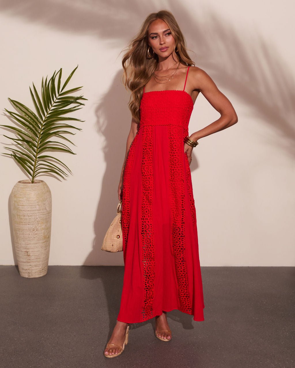 Coastal Elegance Cotton Crochet Maxi Dress - Image 5
